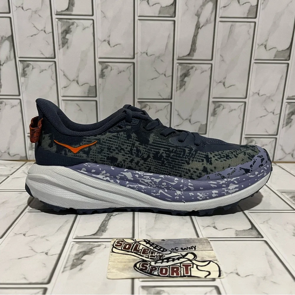 New Hoka One One Speedgoat 6 Hiking Trail Running Shoes Purple Blue Grey Womens